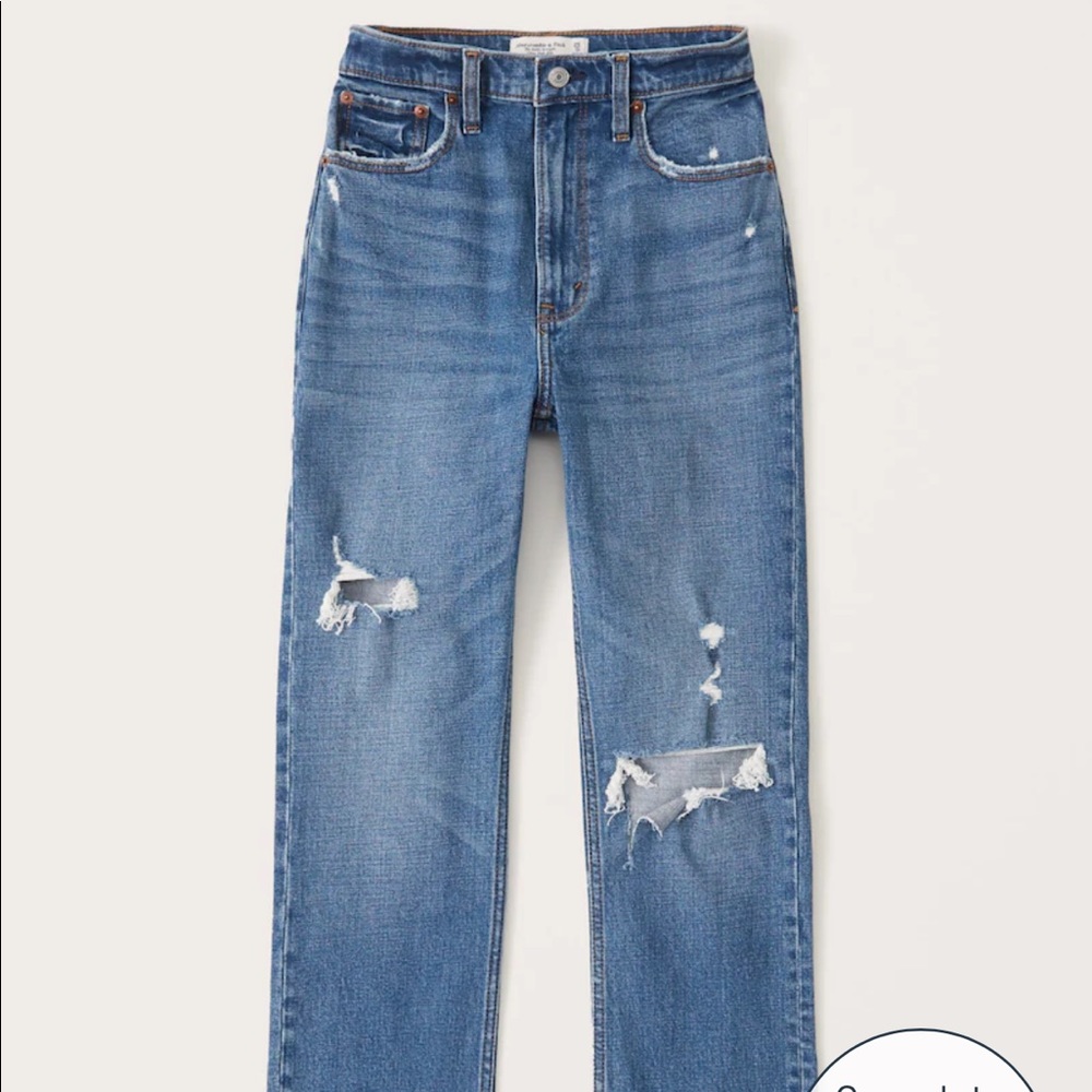 Abercrombie & Fitch Ankle Straight Ultra High Rise Jean, 27L, 4L distressed
